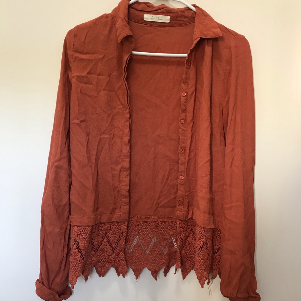 Les Amis burnt orange blouse